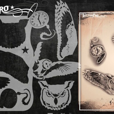 Airbrush Tattoo Pro Stencil Owls